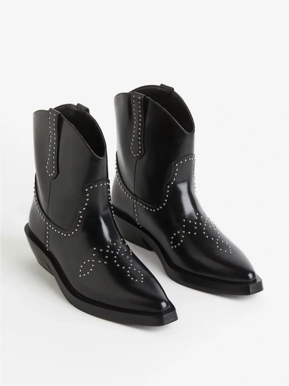 H&M Black Studded Cowboys Boots